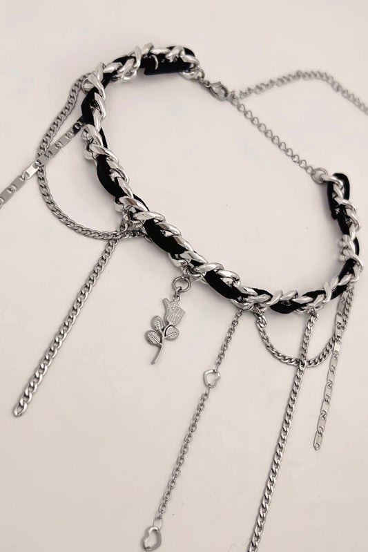 Bloom of Ashes Leather Collar Necklace