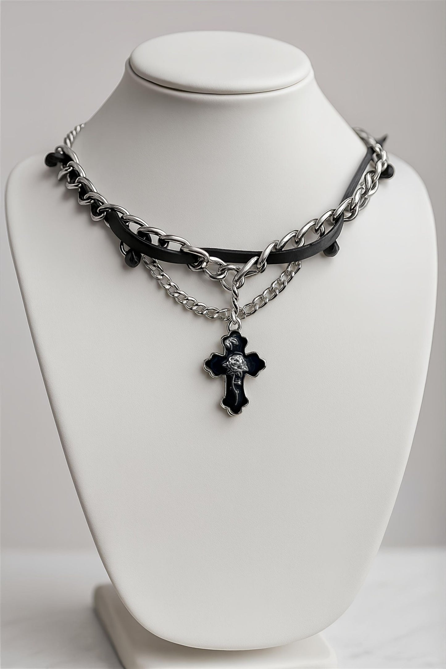 Black Cross Sigil Collar Necklace