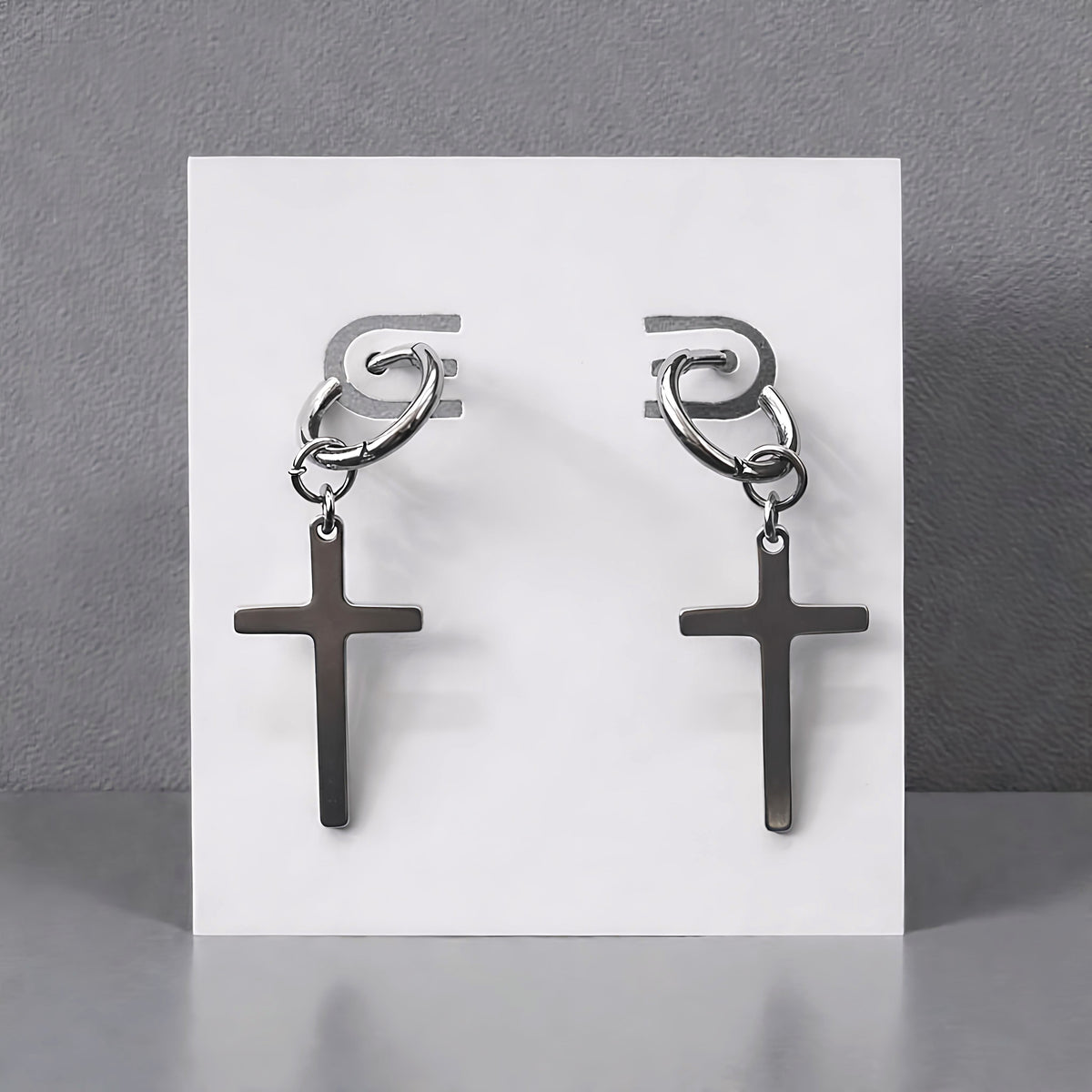 Midnight Chapel Cross Hoop Earrings