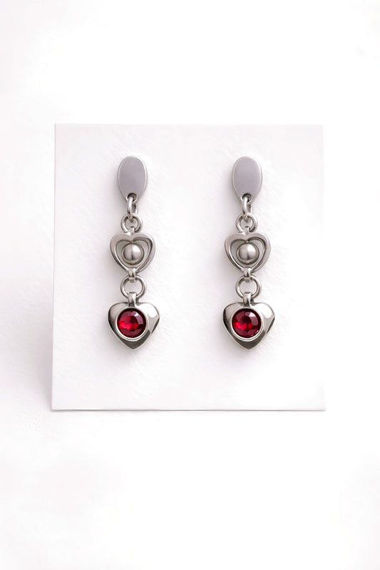 Mythical Twin Heart Drop Studs