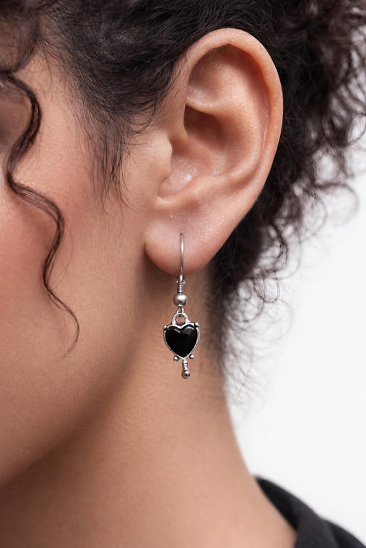Black Veil Heart Drop Earrings