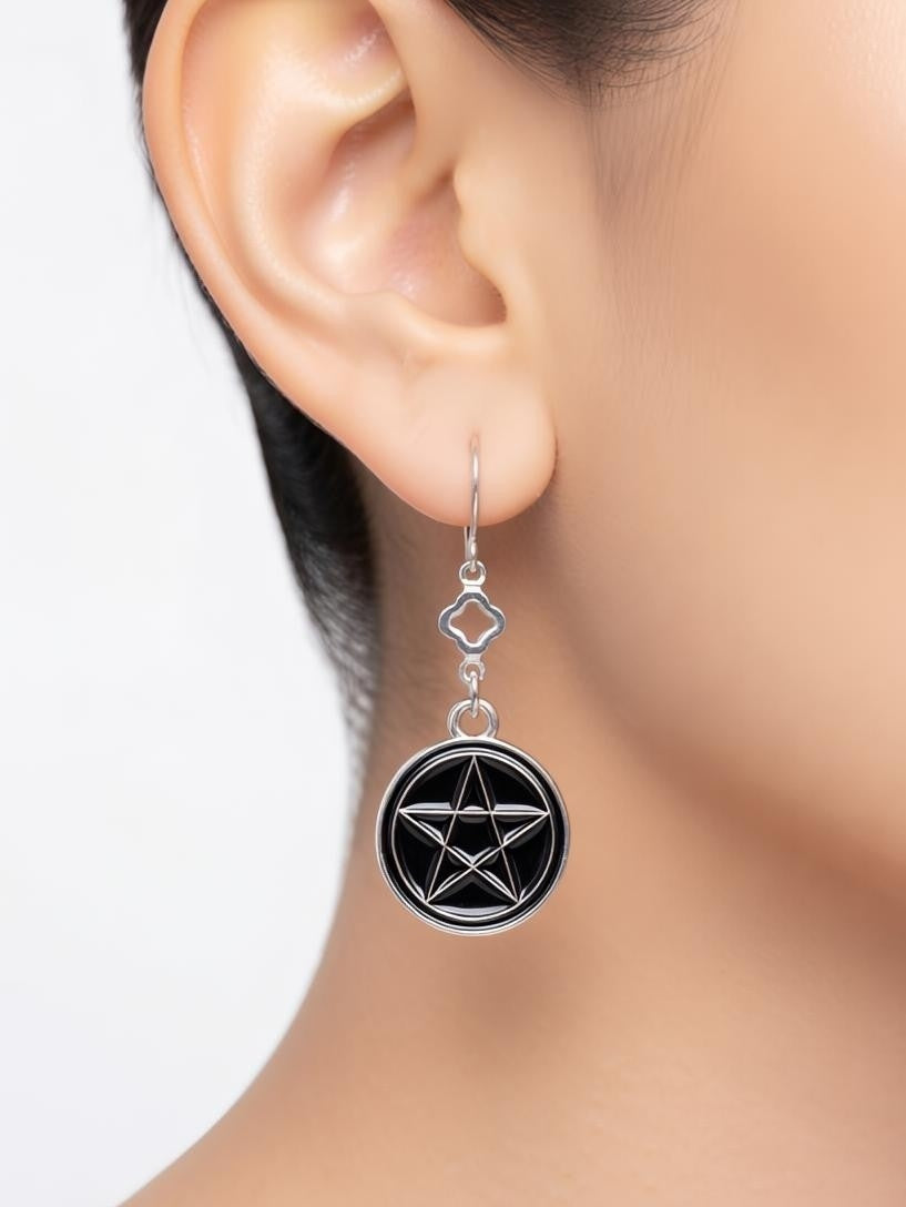 Witch's Charm Pentagram Drop Earrings