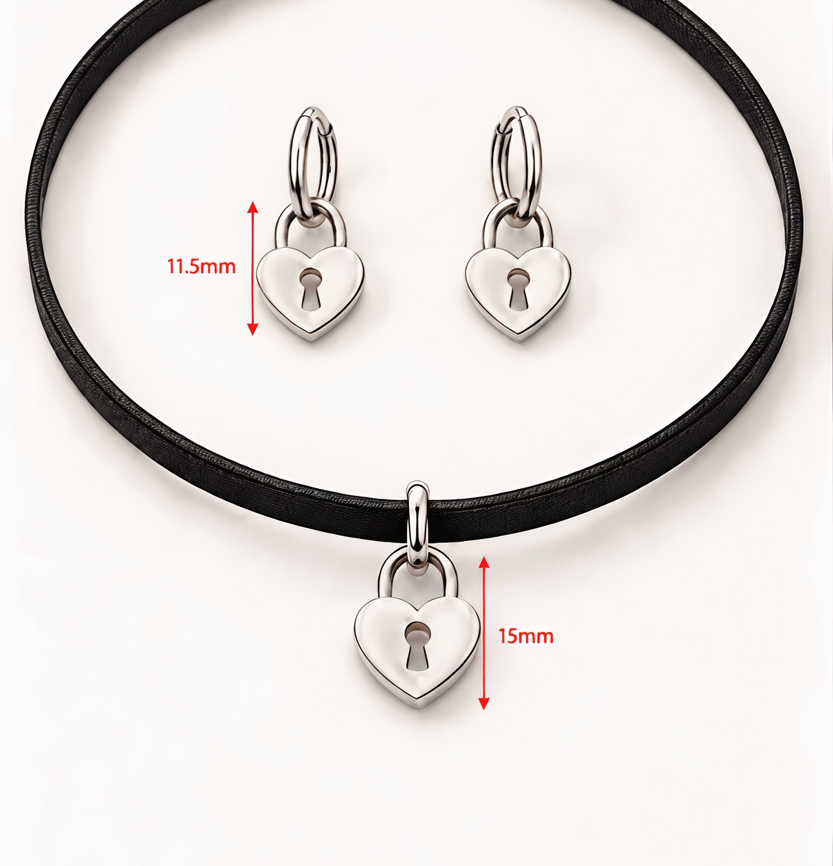 Black Vow Heart Padlock Gothic Jewelry Set