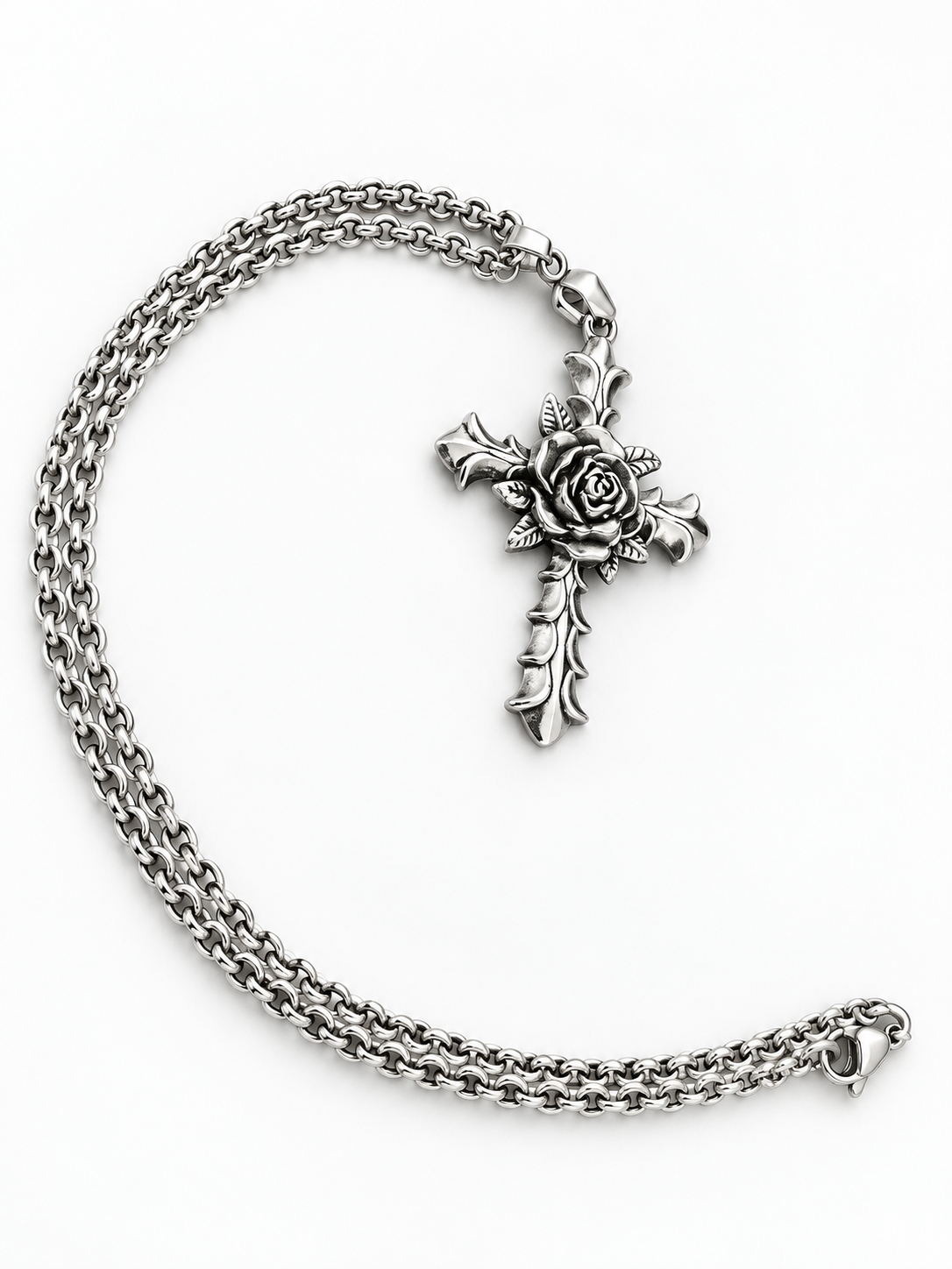 Gothic Rose Cross Pendant