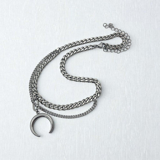 Moonspell Layered Steel Necklace