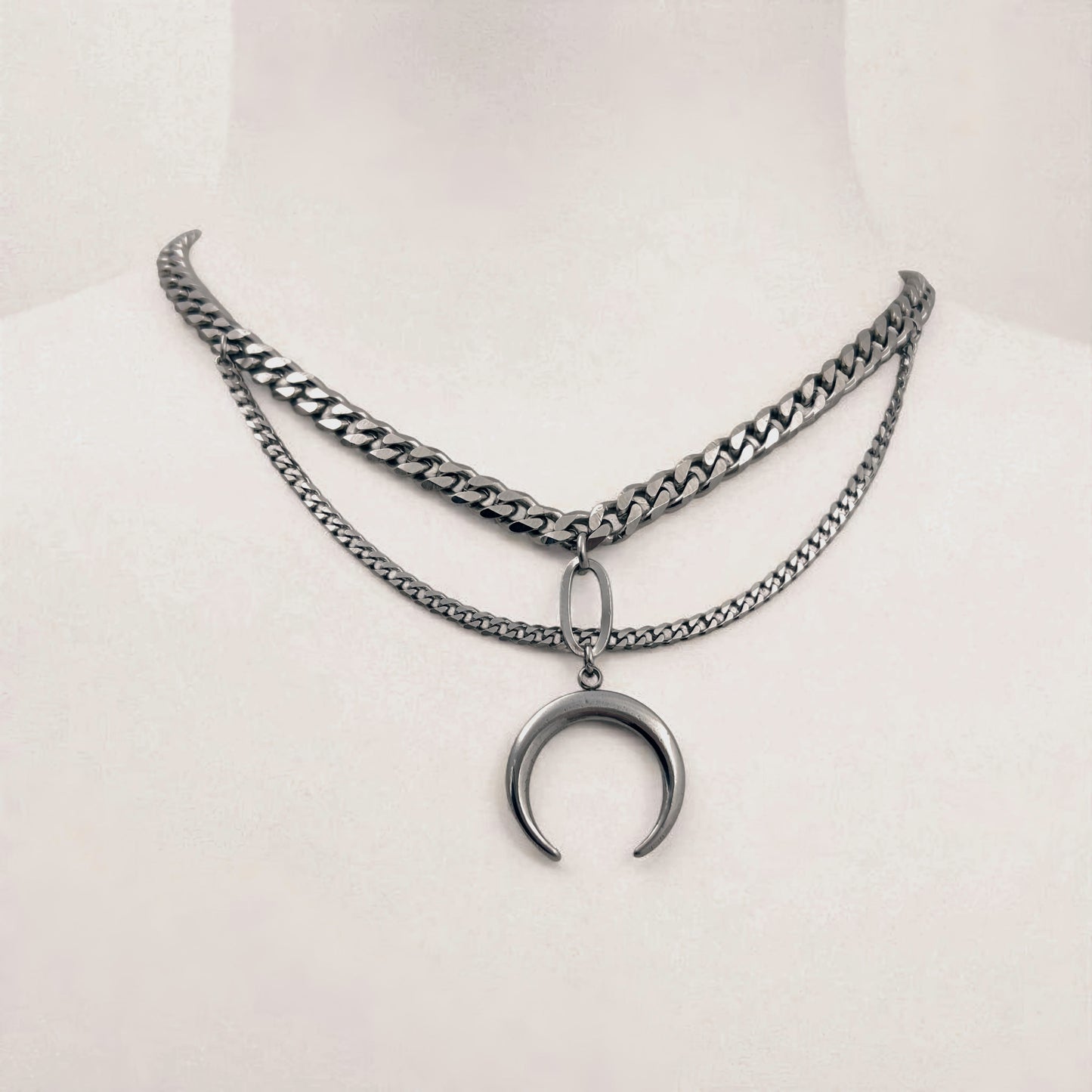 Moonspell Layered Steel Necklace