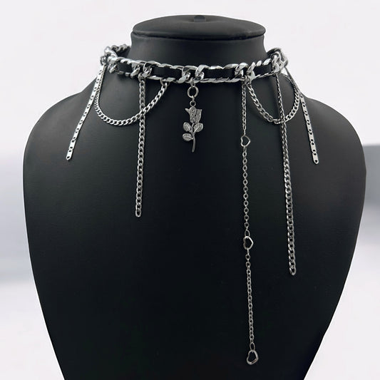 Bloom of Ashes Leather Collar Necklace