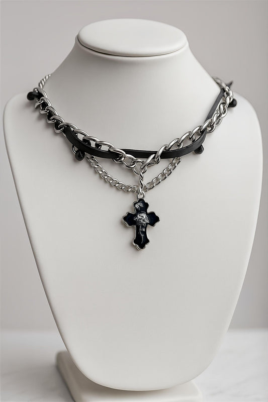 Black Cross Sigil Collar Necklace