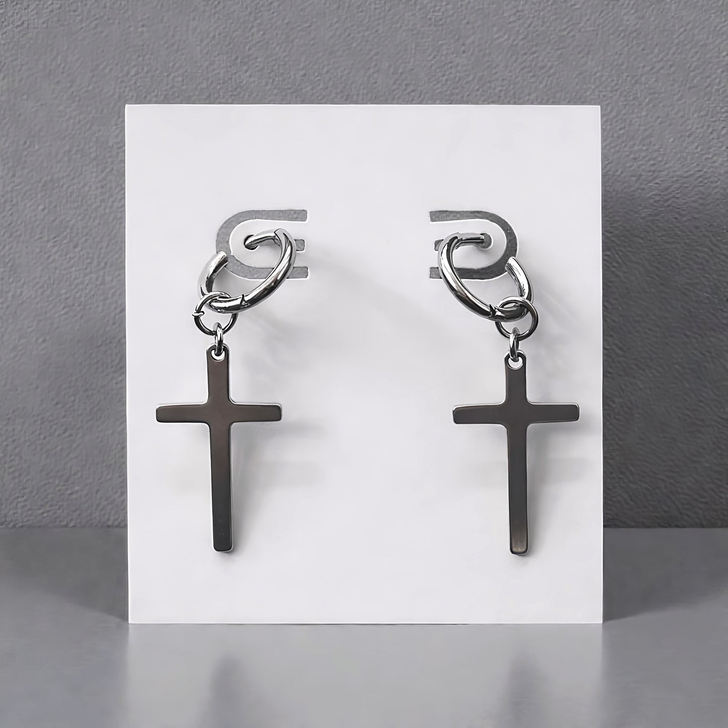 Midnight Chapel Cross Hoop Earrings