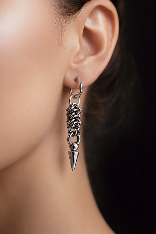 Catacomb Chainmail Spike Hoop Earrings
