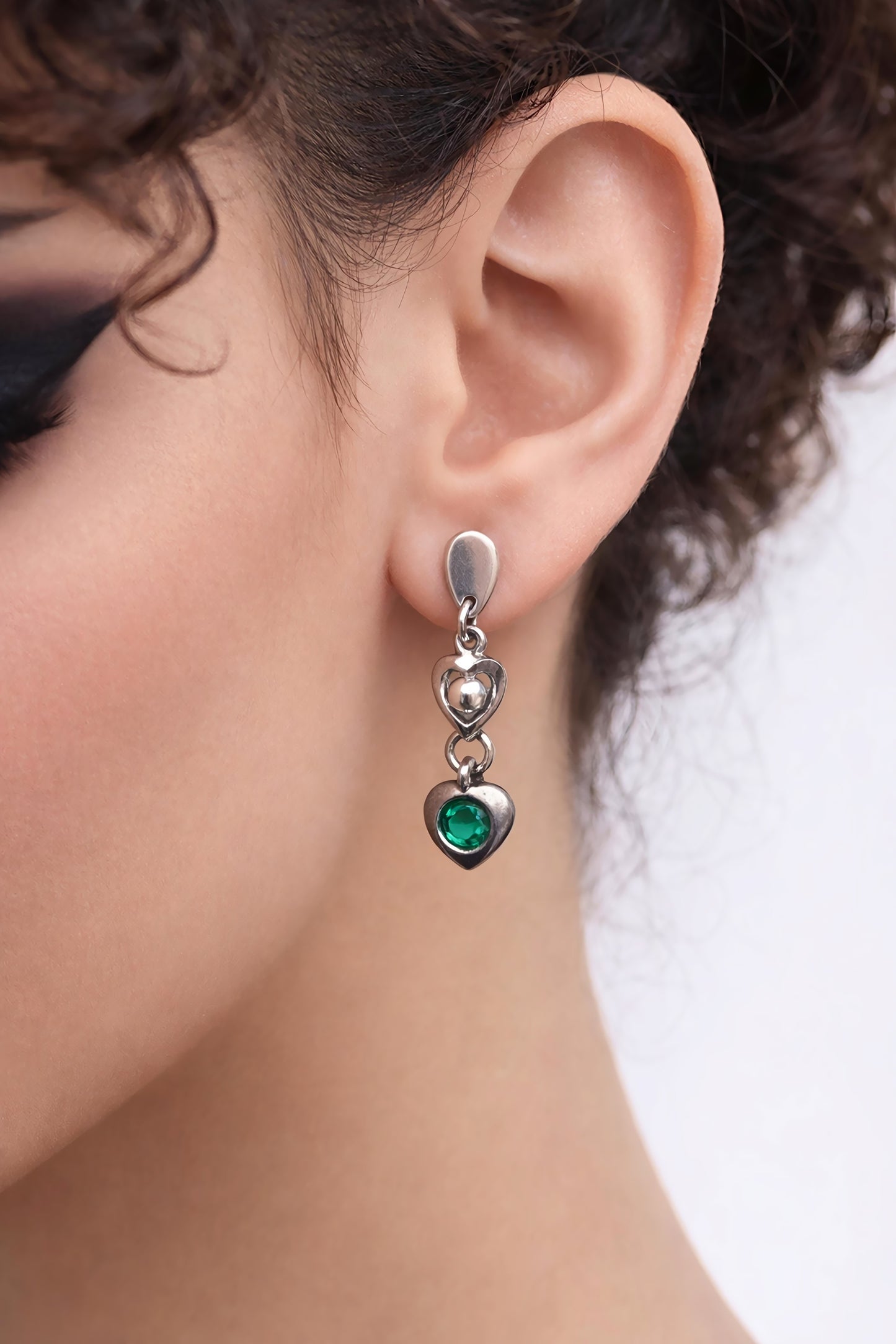 Mythical Twin Heart Drop Studs