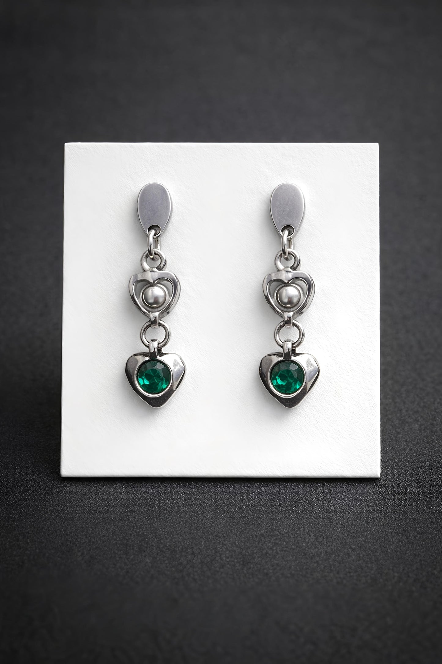 Mythical Twin Heart Drop Studs