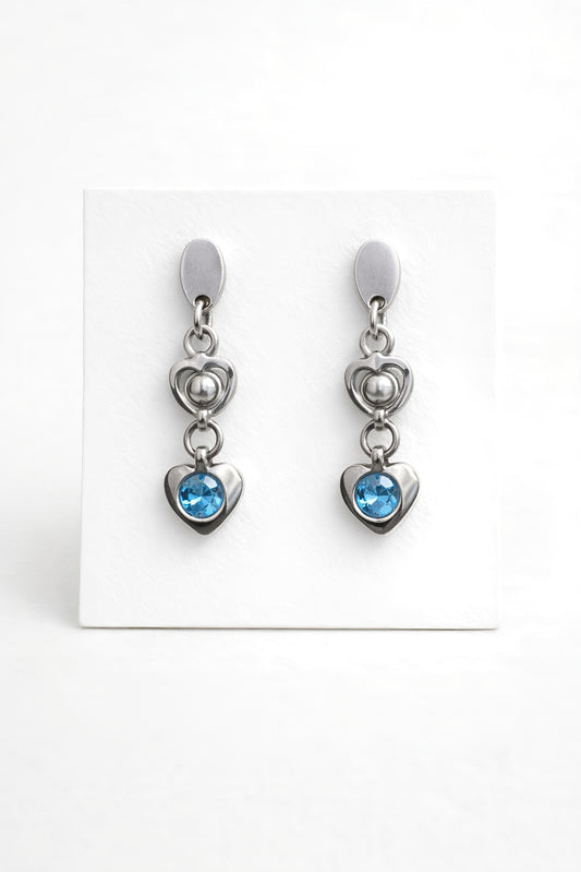 Mythical Twin Heart Drop Studs