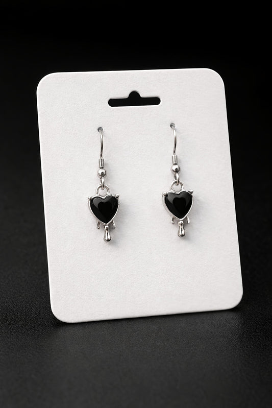 Black Veil Heart Drop Earrings