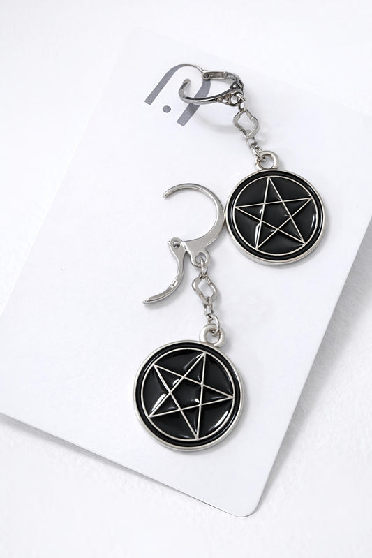 Witch's Charm Pentagram Drop Earrings