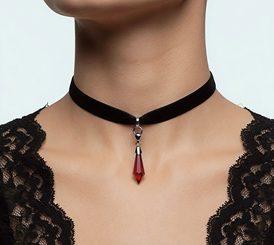 Immortal's Kiss Gothic Velvet Choker Necklace