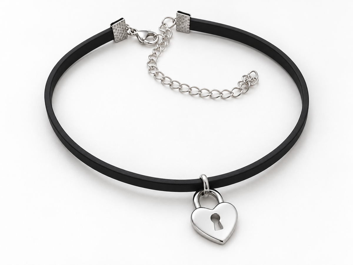 Black Vow Heart Padlock Choker Necklace