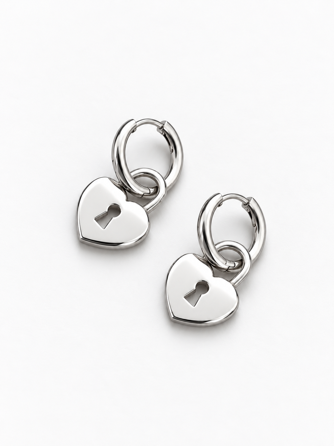 Black Vow Heart Padlock Hoop Earrings