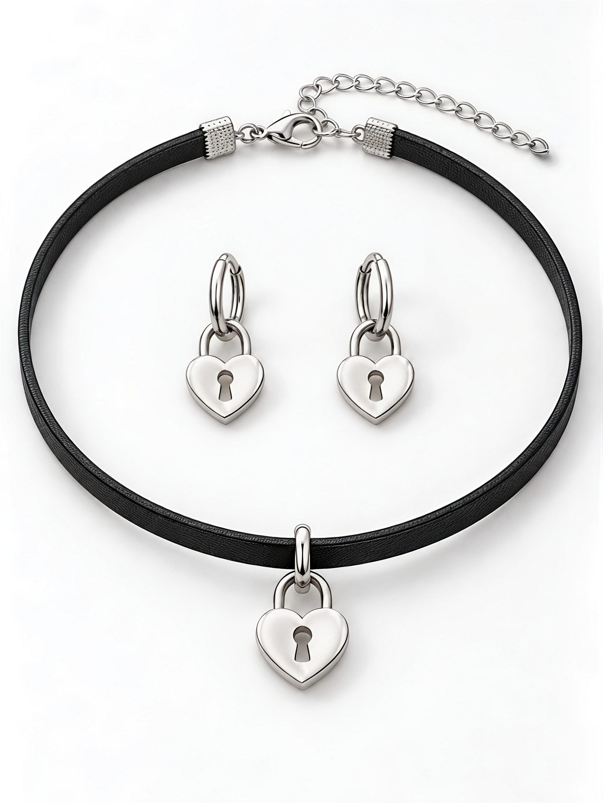 Black Vow Heart Padlock Gothic Jewelry Set