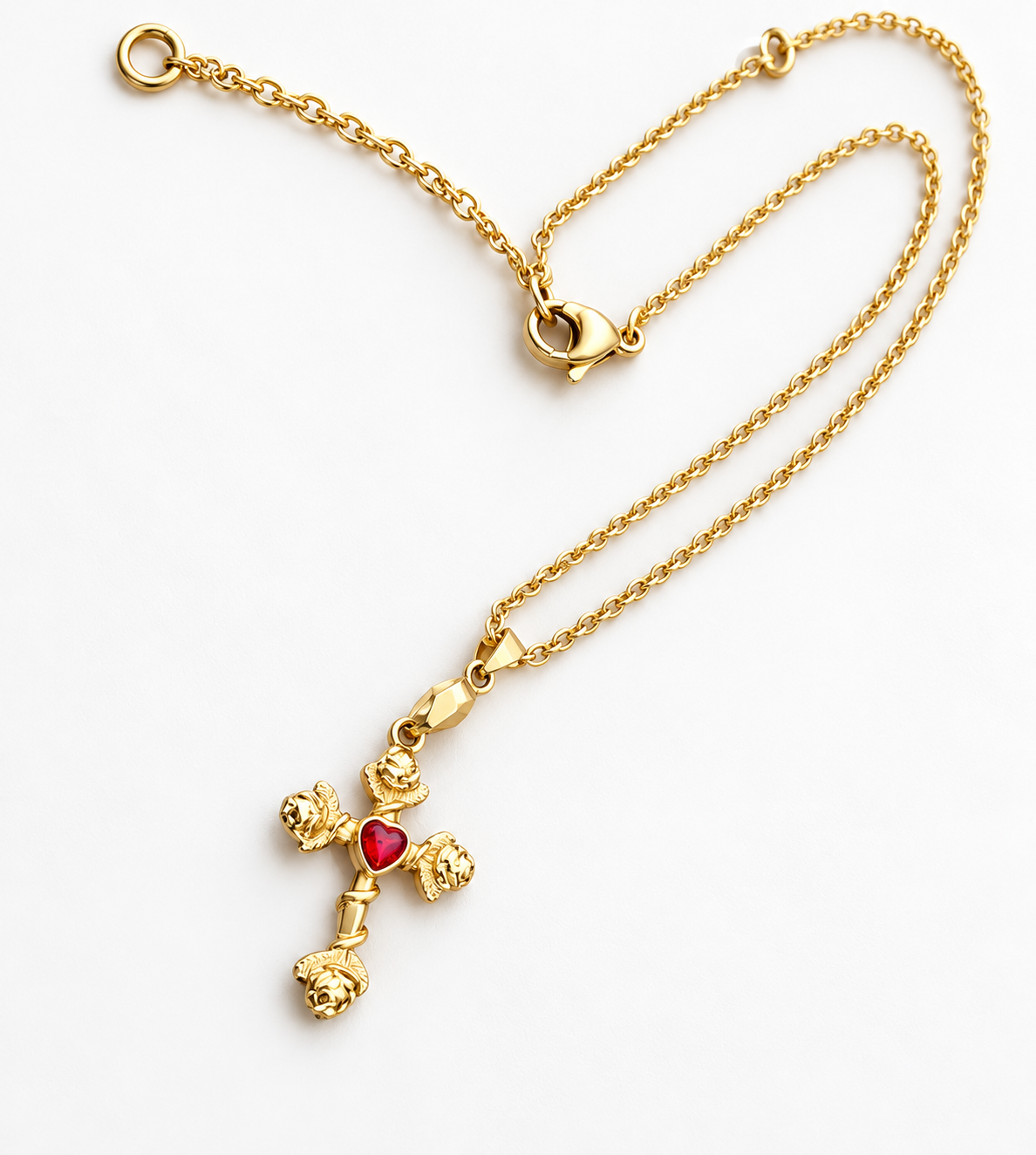 Gilded Rose Cross Faith Pendant