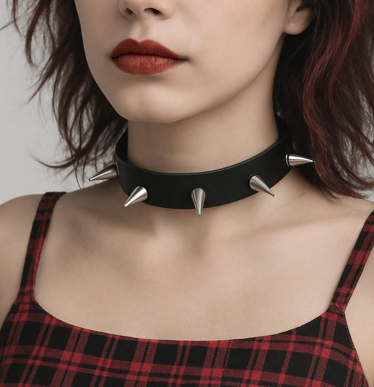 Heathcliff Spike Leather Collar Necklace
