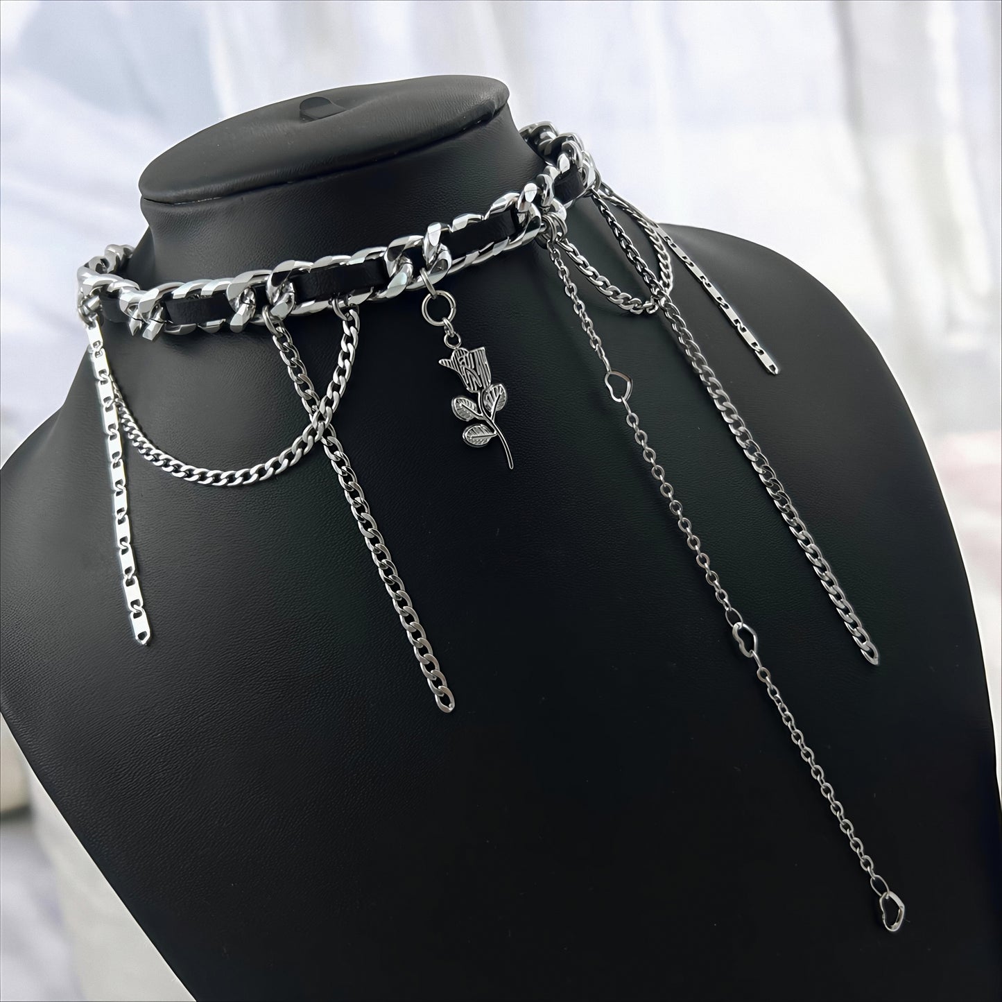 Bloom of Ashes Leather Collar Necklace