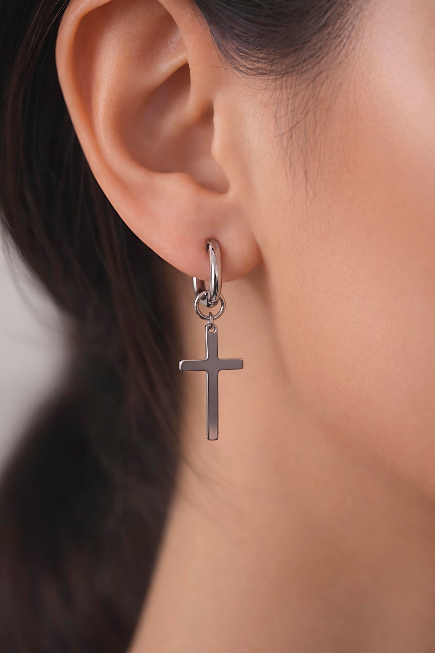 Midnight Chapel Cross Hoop Earrings