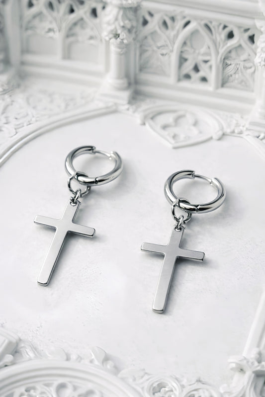 Midnight Chapel Cross Hoop Earrings