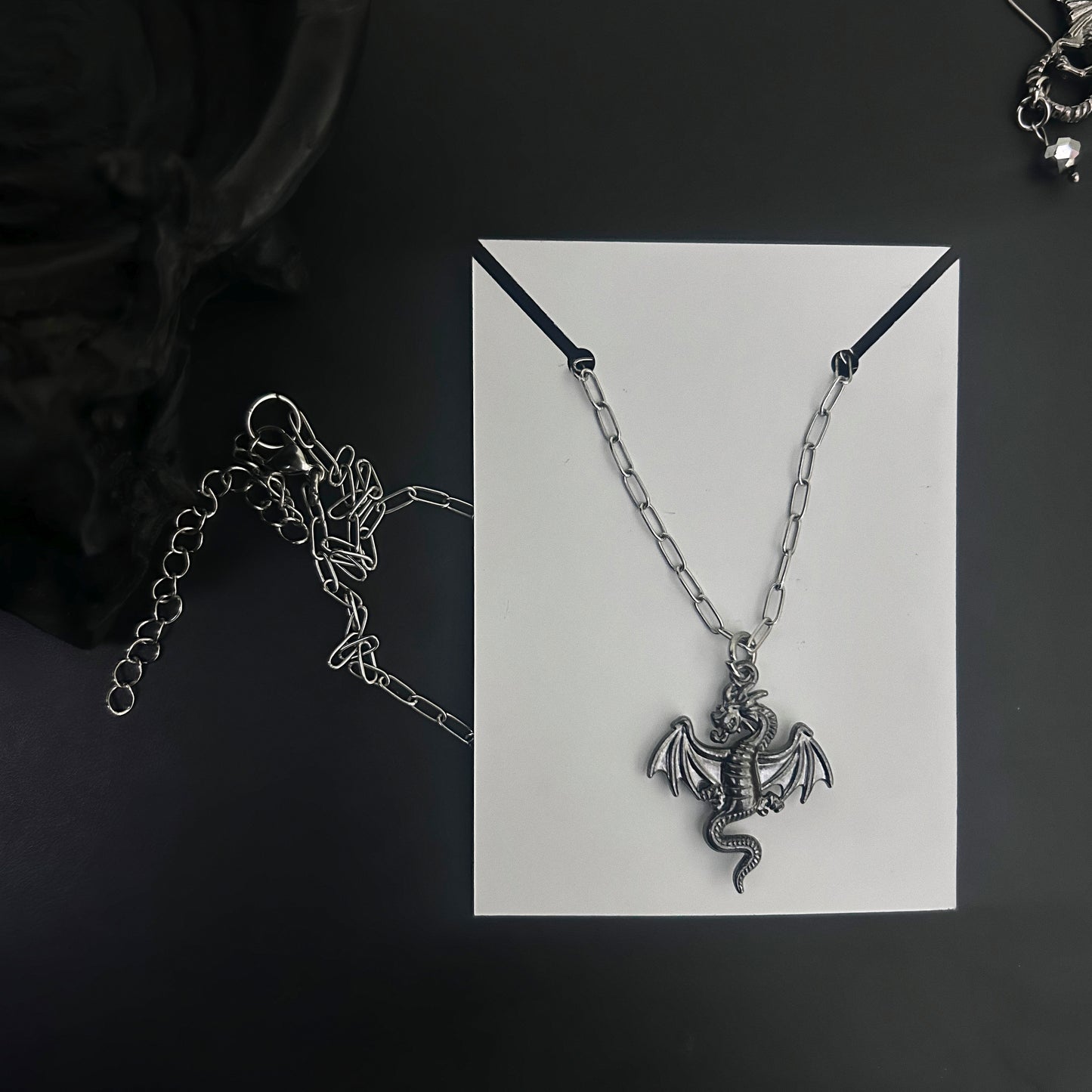 Dragon Sigil Pendant Earrings Jewelry Set