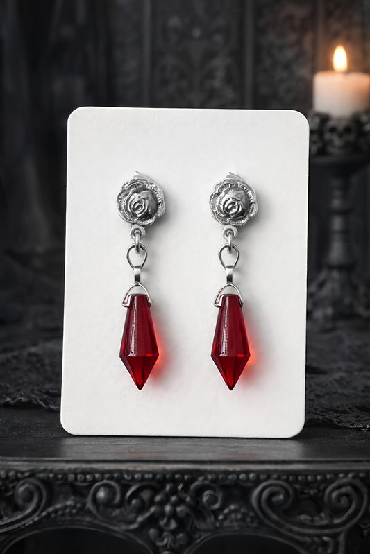 Gothic Baroque Rose Drop Studs