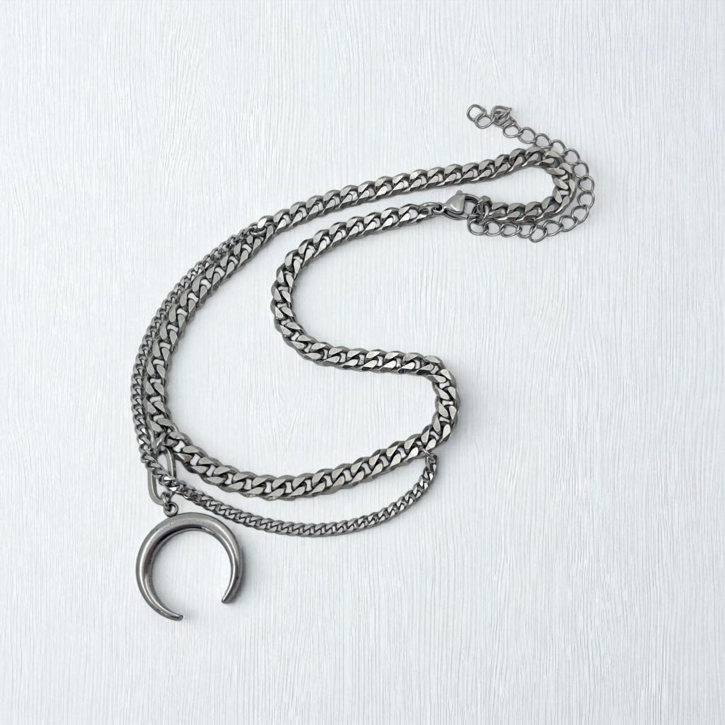 Moonspell Layered Steel Necklace
