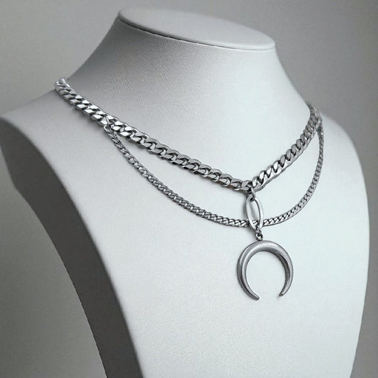 Moonspell Layered Steel Necklace